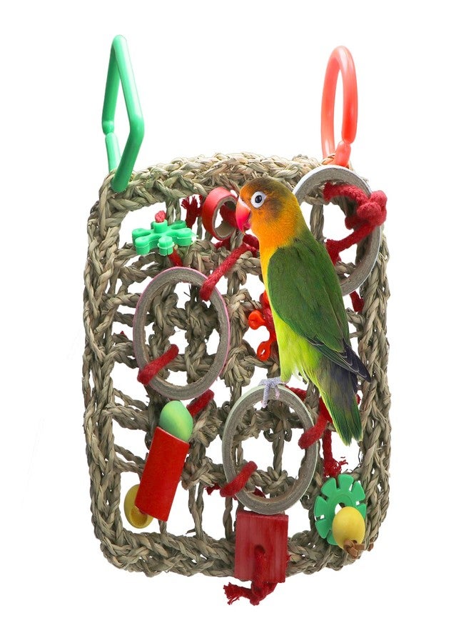 Litewoo Bird Climbing Net Straw Braid Rope Net Hammock Ladder Bird Toy Rope Hanging Foraging Wall (18X24cm/7X9.4 inch) … - Image 1